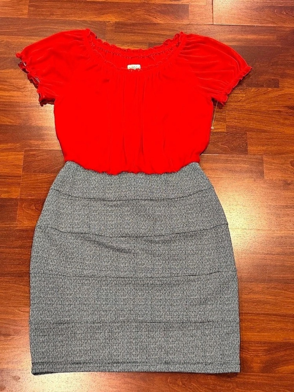 Enfocus Red Plaid Mini Dress Size Medium